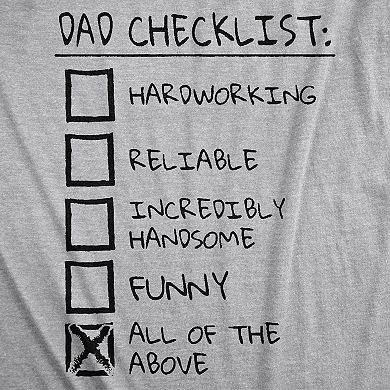 Mens Dad Checklist T Shirt Funny Fathers Day Tee Dad Gift Ideas