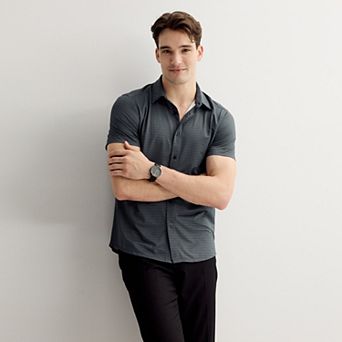 Men's Apt. 9® Polished Short Sleeve Stretch Button-Down Shirt
