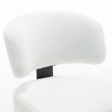SEYNAR Modern Armless Faux Sherpa Accent Chair with Metal Legs