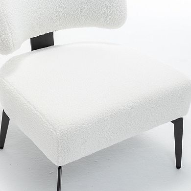 SEYNAR Modern Armless Faux Sherpa Accent Chair with Metal Legs