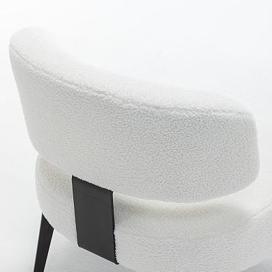 SEYNAR Modern Armless Faux Sherpa Accent Chair with Metal Legs