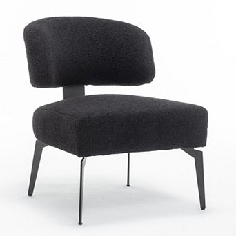 SEYNAR Modern Armless Faux Sherpa Accent Chair with Metal Legs