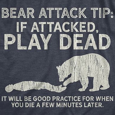 Mens Bear Attack Tip T Shirt Funny Camping Hiking Outdoor Adventure Sarcastic Tee