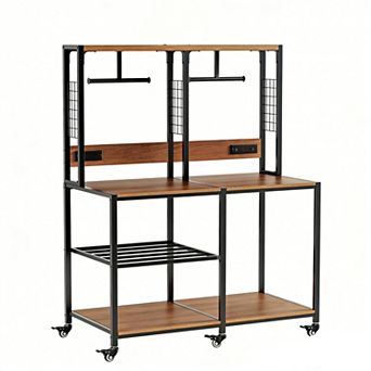 Double 3D Printer Stand with Filament Storage, Metal T-Type Holder with Wheels for Office