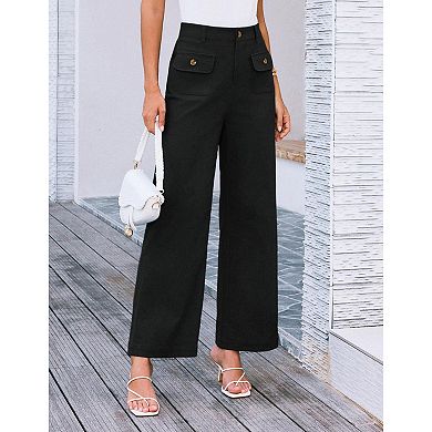 Women's High Waisted Wide Leg Pants Stretch Business Casual & Office Trousers