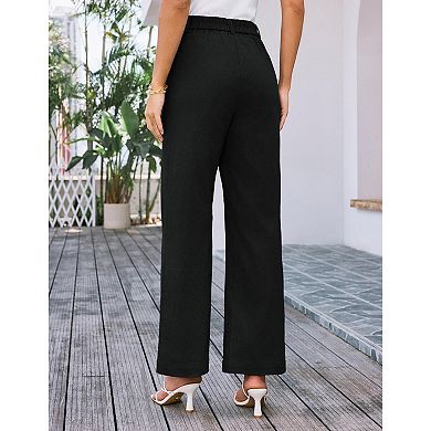 Women's High Waisted Wide Leg Pants Stretch Business Casual & Office Trousers