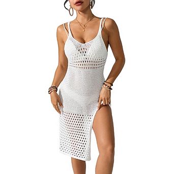 Womens Swimwear Cover Ups Summer Crochet Hollow Out Knit Bathing Suit Beach Dresses