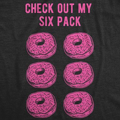 Mens Check Out My Six Pack T shirt Funny Workout Donuts Graphic Humor Gym Tee