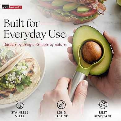 Amco 2-in-1 Avocado Pitter & Slicer - Efficient Kitchen Tool for Hassle-Free Avocado Prep