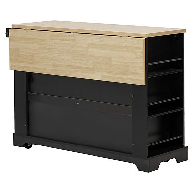 51.2 in.Kitchen Island with 6 Drawers and 5 Open Side Racks for Kitchen