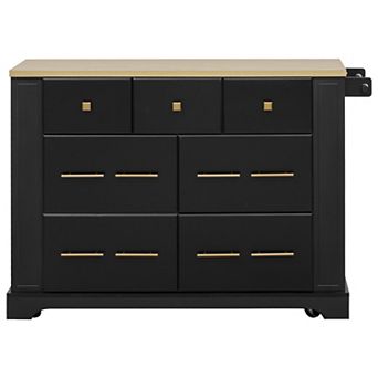 51.2 in.Kitchen Island with 6 Drawers and 5 Open Side Racks for Kitchen