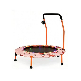 Gymax 36'' Mini Toddler Trampoline w/ LED Bluetooth Speaker Detachable Handle Kids Gifts