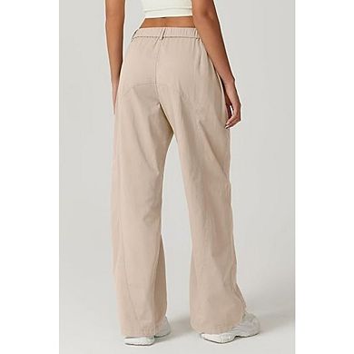 Women's Zip Straight Long Pants High Waist Solid Color Casual Cargo Pants with Pockets