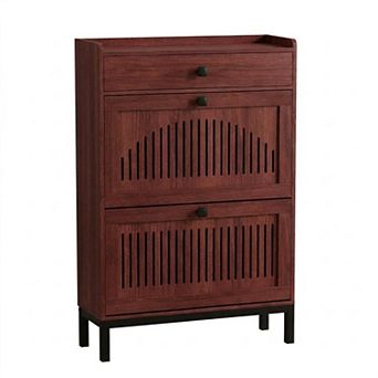 ANIXOL Shoe Cabinet with 2 Flip Drawers and Large Drawer, Hidden Storage