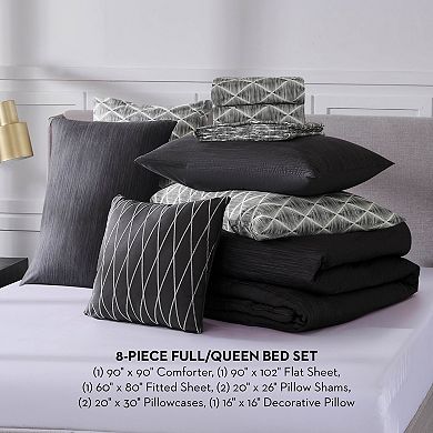 Nine West Nouveau Geometric 8-Piece Bed in a Bag Comforter Set