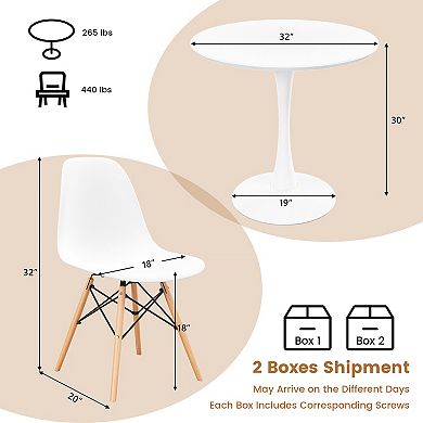Gymax 3 Piece Dining Kitchen Set Modern Round Dining Table Chairs Set for Small Space