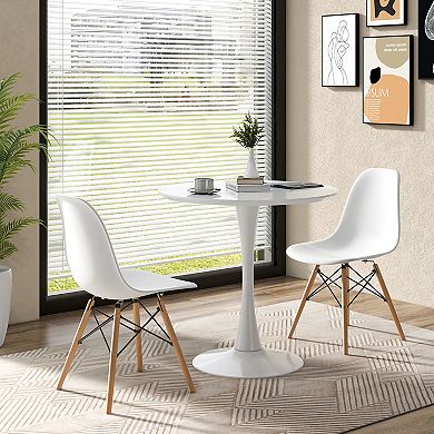 Gymax 3 Piece Dining Kitchen Set Modern Round Dining Table Chairs Set for Small Space
