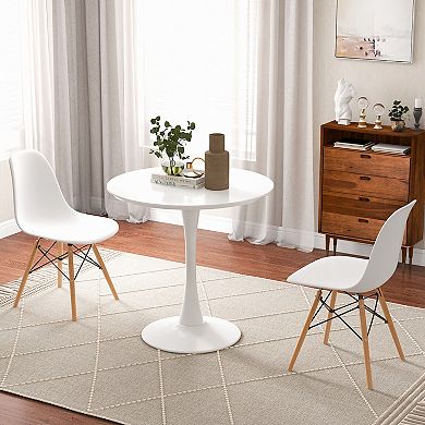 Gymax 3 Piece Dining Kitchen Set Modern Round Dining Table Chairs Set for Small Space