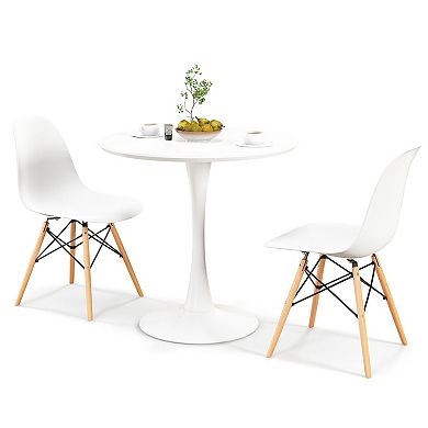 Gymax 3 Piece Dining Kitchen Set Modern Round Dining Table Chairs Set for Small Space