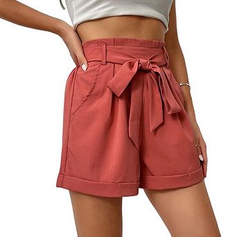 Womens Summer Shorts with Pockets Waist Casual Lightweight Adjustable Tie Knot Loose Shorts