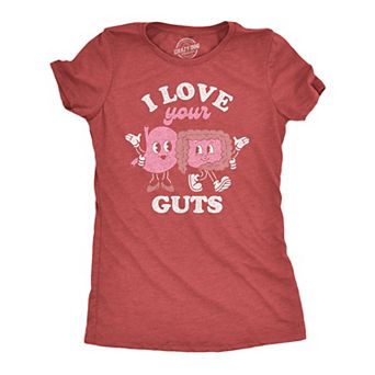 Womens Funny T Shirts I Love Your Guts Valentines Day Graphic Tee for Ladies
