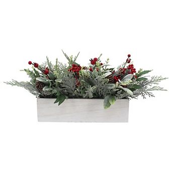 St. Nicholas Square® Flocked Berry Botanical Arrangement in Wood Box