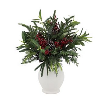 St. Nicholas Square® Flocked Berry Botanical Arrangement in Ceramic Vase