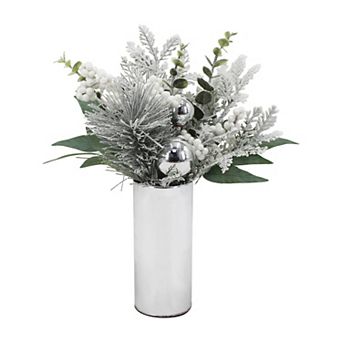 St. Nicholas Square® Greenery & Silver Bauble Stack Table Decor
