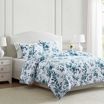 Martha Stewart Vivian Floral Blue Duvet Set with Shams