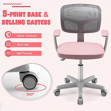 Gymax Kids Desk Chair Adjustable Height Children Study Chair w/ Auto Universal Casters