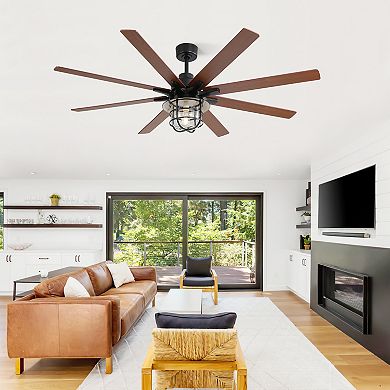 Circuit Terra 66 Inch Ceiling Fan with Light 8 Blades, 6 Speeds, with Remote Control for Indoor Us