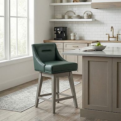 Linon Bastille Upholstered Wood Counter Stool
