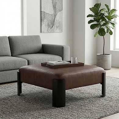 Linon Square Upholstered Ottoman with Storage