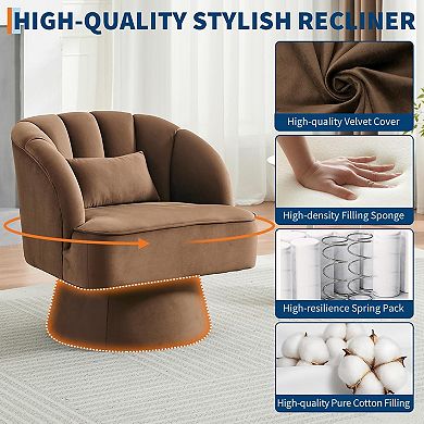 Modern Swivel Barrel Chair, Plush Velvet/Teddy Fabric, 360° Rotation