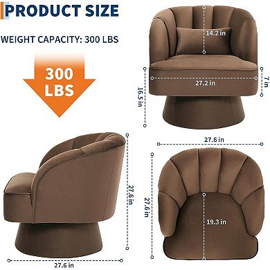 Modern Swivel Barrel Chair, Plush Velvet/Teddy Fabric, 360° Rotation