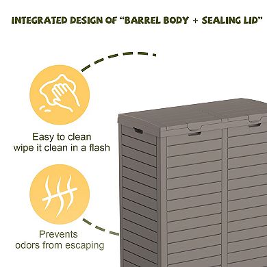 EFU 76 Gallon Dual Trash Can with Locking Lid, Double Bin Resin Outdoor Waste Container