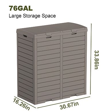 EFU 76 Gallon Dual Trash Can with Locking Lid, Double Bin Resin Outdoor Waste Container