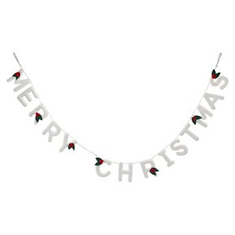 St. Nicholas Square® Felt Merry Christmas & Holly Garland