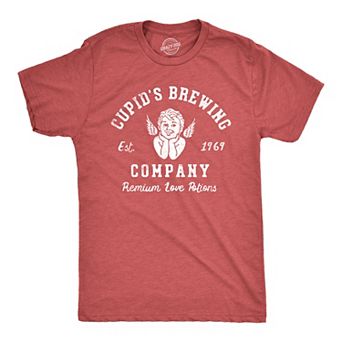 Mens Cupids Brewing Company T Shirt Funny Valentines Day Love Potions Tee for Guys