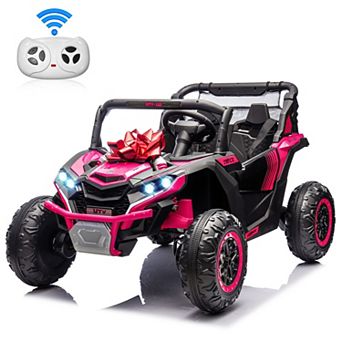 24V 4X4 Ride on Toys with 2 Seat, 600W Power UTV Car for Kids with Remote/Storage/3 Speeds/Bluetooth