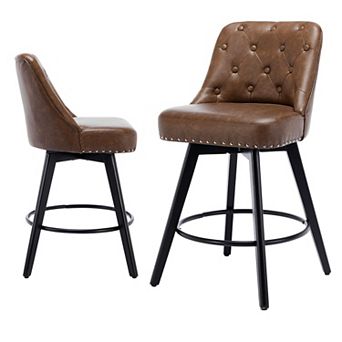 ANIXOL Swivel Faux Leather Bar Stools Set of 2