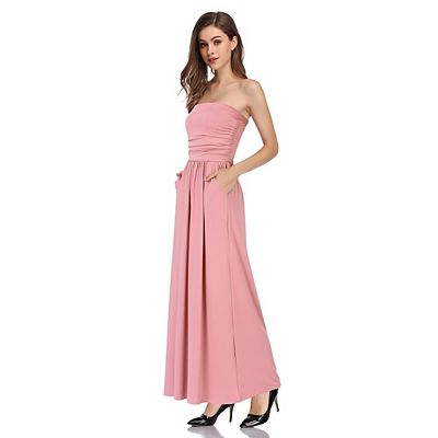 strapless flowy maxi dress Strapless Print Boho Maxi Dress Green / S main image 0