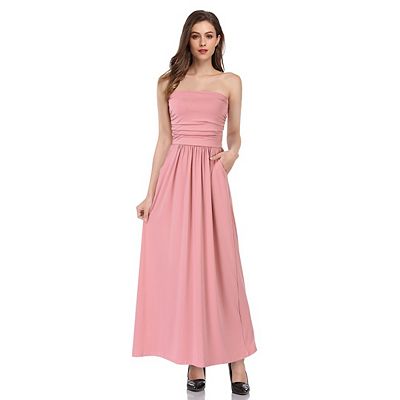 a line tube dress Simple Tube Top Strapless A-Line Court Train Draped Satin Wedding Brid –  VOS LEE