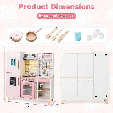 Gymax Kitchen Playset for Kids w/ Realistic Lights & Sounds Range Hood Stove Grill