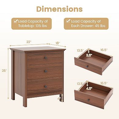 Gymax Nightstand End Side Accent Table with Storage Drawers for Bedroom