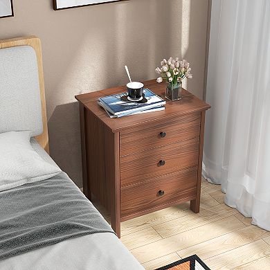 Gymax Nightstand End Side Accent Table with Storage Drawers for Bedroom