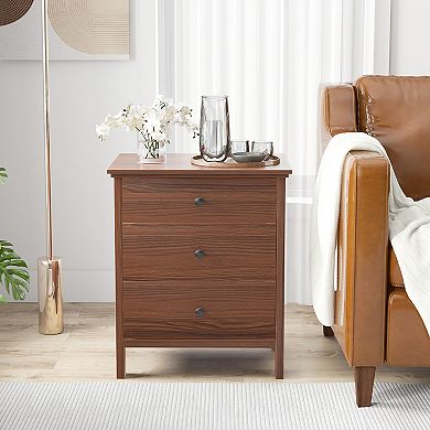 Gymax Nightstand End Side Accent Table with Storage Drawers for Bedroom