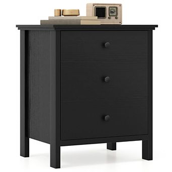 Gymax Nightstand End Side Accent Table with Storage Drawers for Bedroom
