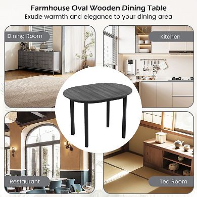 Gymax 43'' Wooden Dining Table w/Rubber Wood Legs for 2-4 People Load 260 LBS