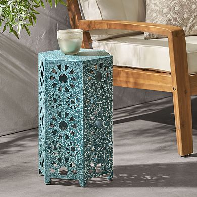 12 in. Modern Iron Side Table with Rustproof Finish, No Assembly Required